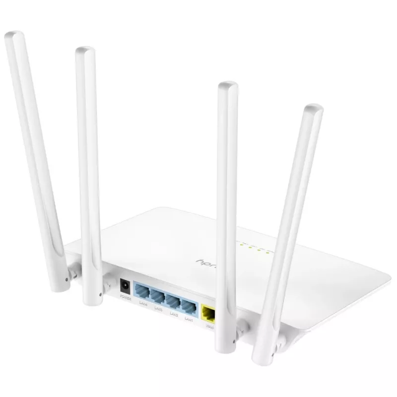 Stalininis maršrutizatorius Cudy WR1200 dviejų juostų Wi‑Fi 5 (802.11ac) 867 Mbit/s, 4x RJ‑45 LAN, baltas