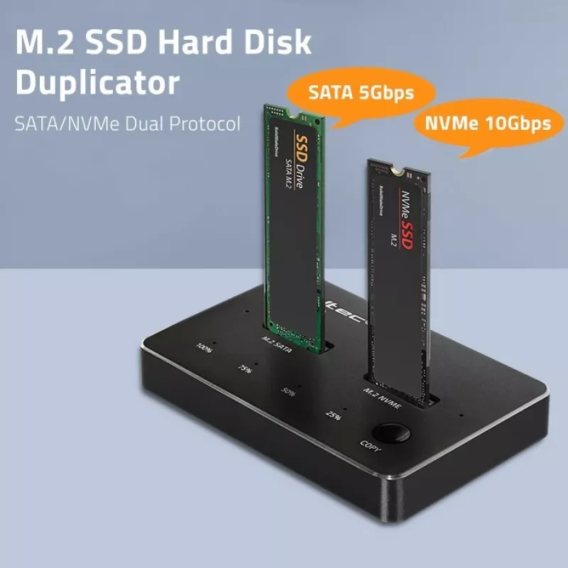 Qoltec 52274 M.2 SSD diskų dėklas | NVMe | SATA | USB-C | DUAL 2 x 2TB