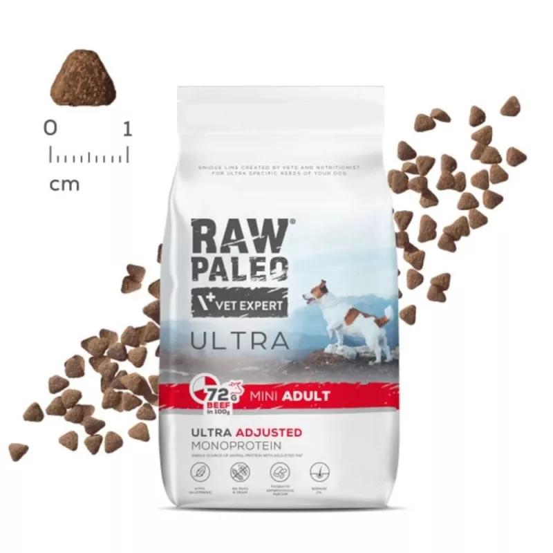 VET EXPERT RAW PALEO Ultra Mini Adult Beef - sausas šunų ėdalas - 8 kg