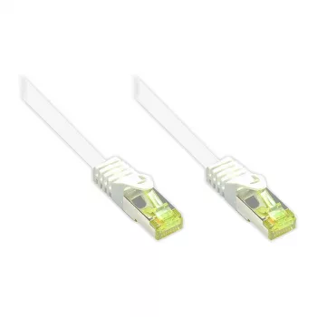 RJ45 jungiamasis laidas su Cat.7 žaliava ir fiksatoriaus apsauga (RNS®), S/FTP, PiMF, halogenų neturintis, 600MHz, OFC, baltas, 10m, Good Connections® (8070R-100W)
