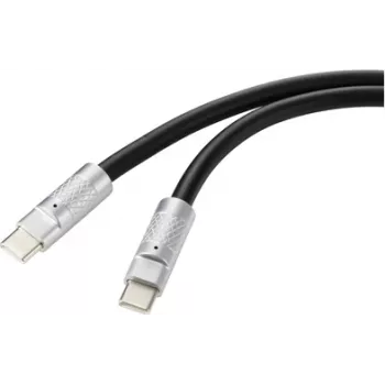 Renkforce USB-C® laidas USB 2.0, USB-C® kištukas – USB-C® kištukas, 1,00 m, juodas RF-6056872