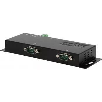 Serijinių įrenginių serveris Exsys EX-6122-2POE – Ethernet į 2×RS-232/422/485 su PoE ir 12V/3A maitinimo adapteriu