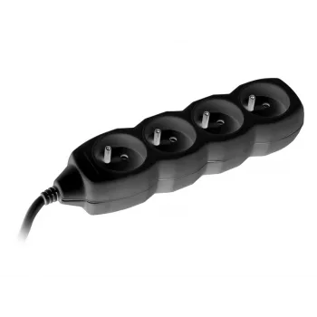 Tracer PowerCord ilgintuvas, 4 kištukiniai lizdai, 3 m, juodos spalvos