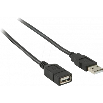Nedis USB 2.0 laidas | USB-A kištukas | USB-A lizdas – 480 Mbps | nikeliuotas | 2,00 m | apvalus | PVC | juodas | Dėžutė