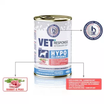 VET RESPONSE Hipoalerginis triušis – šlapi šunų ėdalai 400g