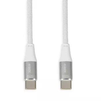 USB-C į USB-C laidas IBOX IKUTC1W 1 m, USB 2.0, 3 A, baltas, tekstilinis pynimas