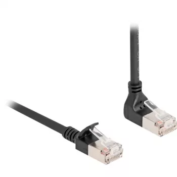 DeLOCK RJ45 tinklo kabelis Cat.6A S/FTP Slim 90° kampu į viršų 1 m juodas