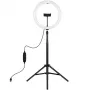 LED žiedinė šviesa 30 cm su trikojiu iki 1,65 m ir telefono laikikliu, USB