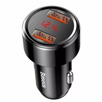 Automobilinis USB greitasis įkroviklis Baseus CCMLC20A-01 – išmaniesiems telefonams, įėjimas 12–24 V, išėjimas iki 20 V, juodas
