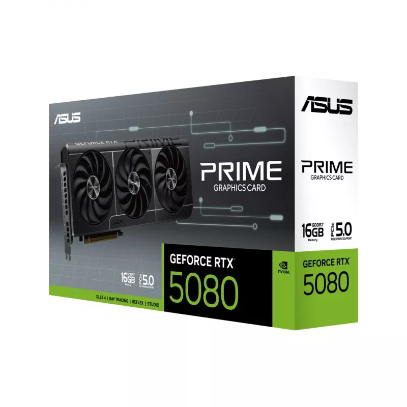 Vaizdo plokštė ASUS GeForce RTX 5080 16 GB GDDR7 PCIe 5.0, 256 bitų, 3 ventiliatoriai, maks. raiška 7680×4320