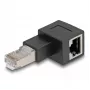 DeLOCK RJ45 kištukas į RJ45 lizdą adapteris Cat.6A 90° kairėn lenktas juodas