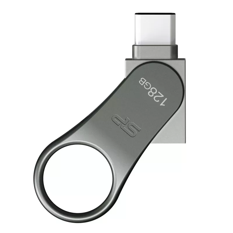 Silicon Power Mobile C80 128 GB USB raktas, USB Type-A / USB Type-C, USB 3.0 (3.1 Gen 1), titano spalvos