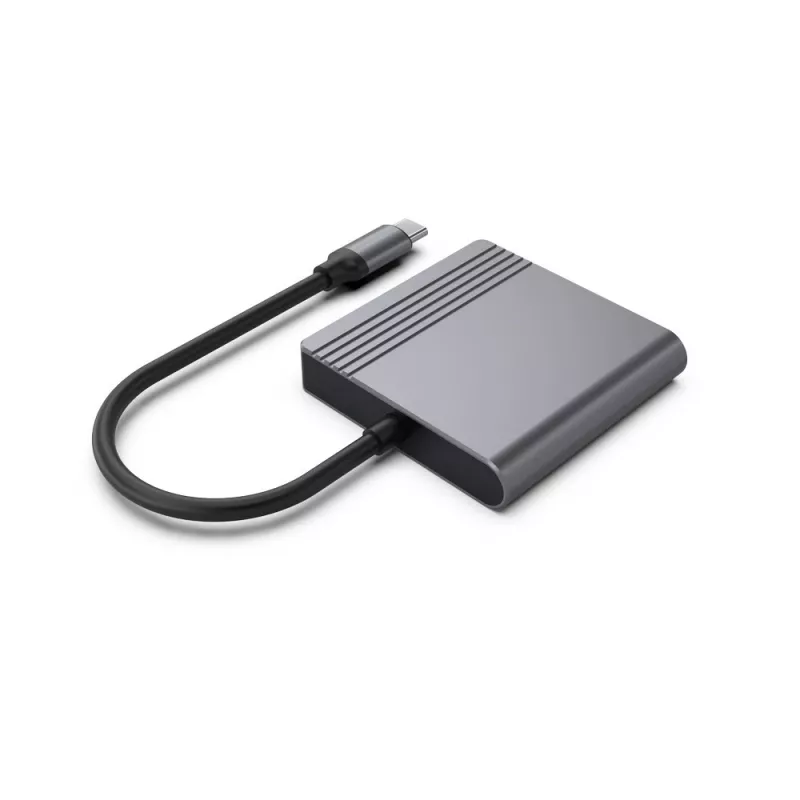 USB-C į HDMI ir DisplayPort adapteris GEMBIRD A-CM-HDMIFDPF-01, 4K 60Hz, juodas