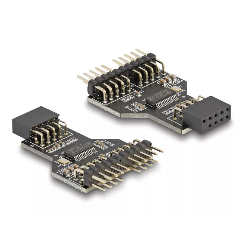 DeLOCK 60045 lyties keitiklis 9 kontaktų USB 2.0 2 x 9 kontaktų šukos juodas