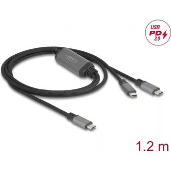USB laidas DeLOCK 81271 1,2 m USB C į 2 x USB C juodai pilkas