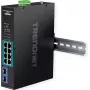 TRENDnet TI-PGM102 - Pramoninis valdomas jungiklis - 8 x 10/100/1000 (PoE+) + 2 x Gigabit SFP - montuojamas ant DIN bėgio arba sienos - PoE+ (240 W) - atitinka TAA reikalavimus (TI-PGM102)