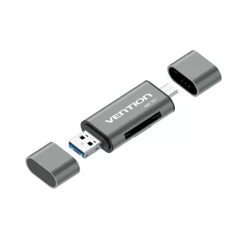Vention USB 3.0 daugiafunkcis kortelių skaitytuvas pilkas metalinis
