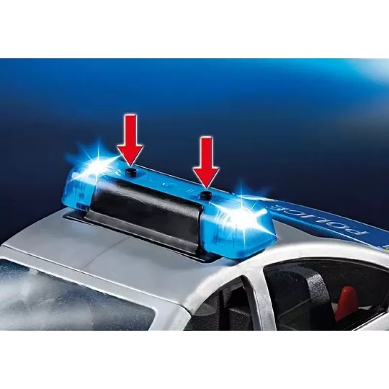 Playmobil policijos automobilis su sirena ir mirksinčia šviesa, įvairiaspalvis, plastikas, 3+