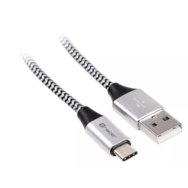 Laidas USB 2.0 Type-C vyriškas - C vyriškas 1,0 m juodas-sidabrinis