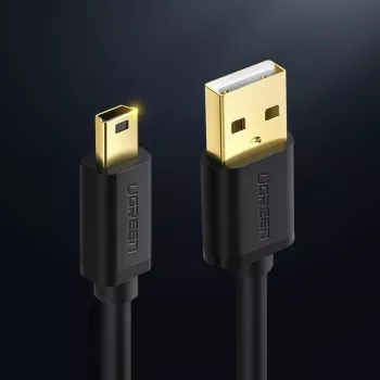 USB laidas UGREEN US132 Mini-USB 1 m – juodas, 480 Mbit/s, greitas įkrovimas