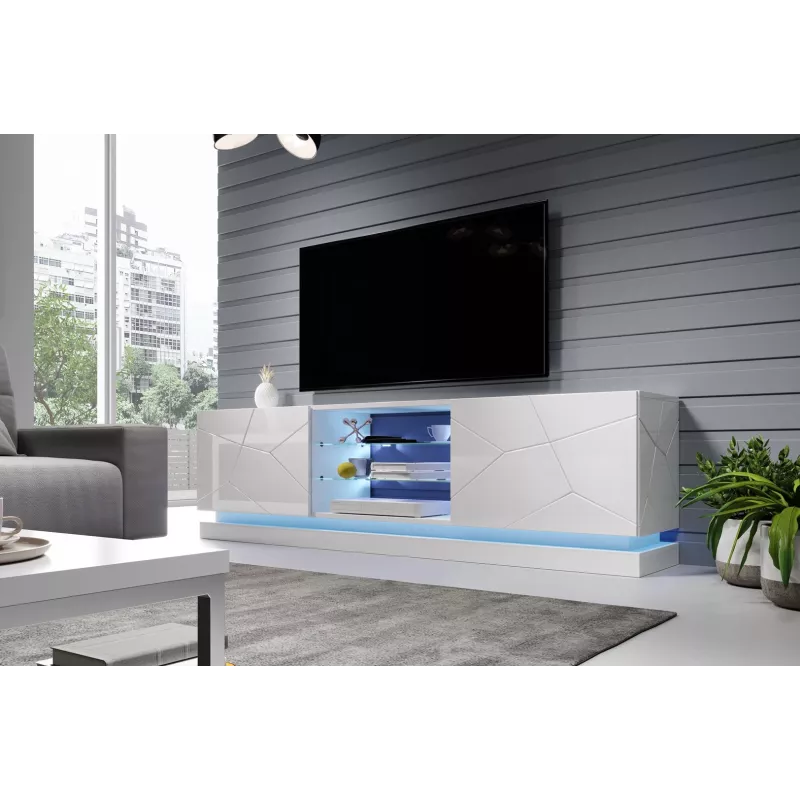 Cama TV spintelė QIU 200 MDF baltas blizgus/baltas blizgus
