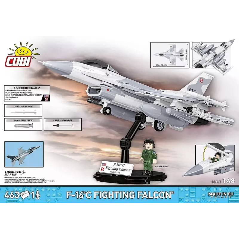 Konstruktorius Cobi F-16C Fighting Falcon – 463 dalys, modelio rinkinys
