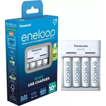 PANASONIC BASIC USB ĮKROVIKLIS + 4x AA ENELOOP 2000 mAh