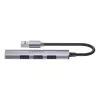 USB šakotuvas Unitek H1208A — 4 prievadai (1 × USB 3.2 Gen 1 Type-A, 3 × USB 2.0), aliumininis korpusas, pilka, 0,20 m laidas