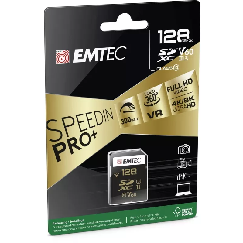 Atminties kortelė Emtec 128 GB UHS-II SpeedIN PRO+