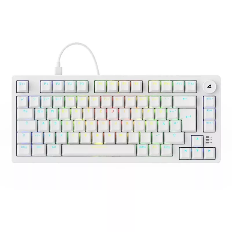 Klaviatūra Sharkoon SGK25 75% QWERTZ USB laidinė RGB LED balta