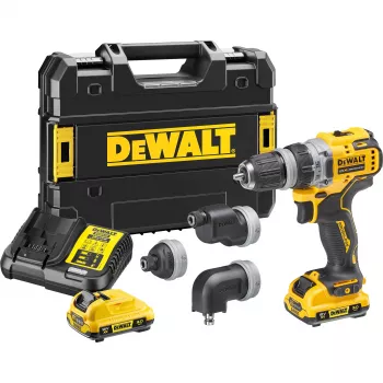 Pistolinė rankena gręžtuvas DeWalt DCD703L2T-QW — 12V, 3.0Ah x2, 1500 RPM, 10 mm greitai užveržiama griebtuvė, 25.5 N·m, 0.9 kg