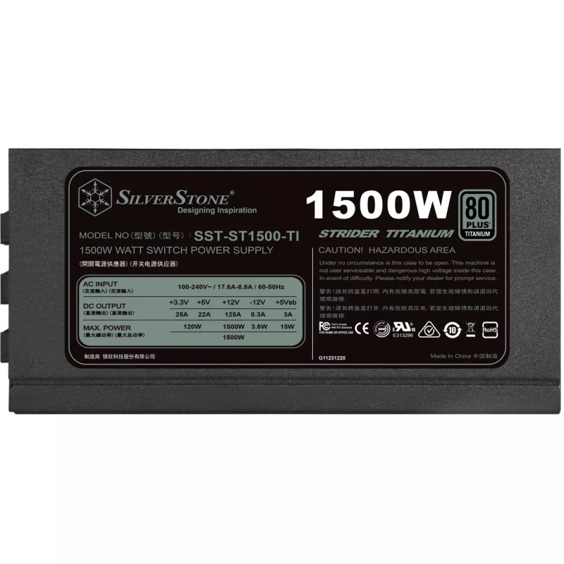 Maitinimo blokas SilverStone SST-ST1500-TI v1.1 80 PLUS Titanium, modulinis – 1500 W