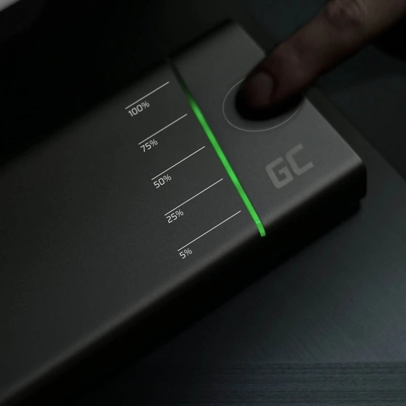 Nešiojama baterija Green Cell PowerPlay Ultra 26800 mAh, 128 W išėjimo galia, Quick Charge 3.0, 2x USB-C, 2x USB-A, grafitas