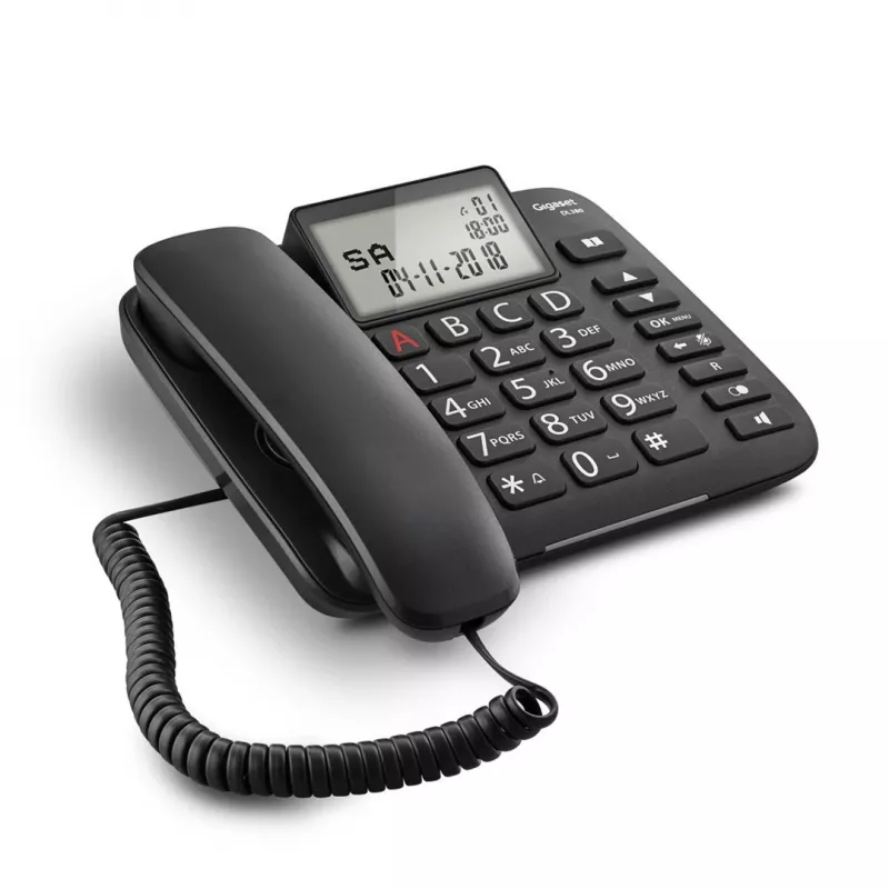 Laidinis telefonas Gigaset DL380 su skambučio numerio rodymu juodas