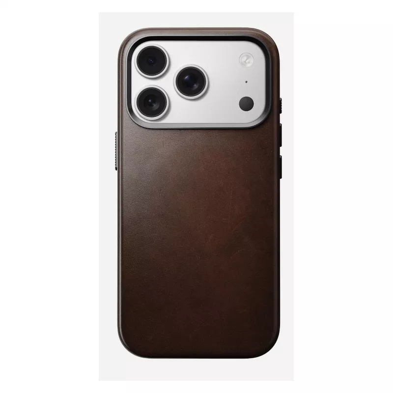 Mobilaus telefono dėklas Nomad Traditional Leather Case, skirtas iPhone 17 Pro, oda, mikropluoštas, tinka 6,3 colio (16 cm) ekranui, ruda spalva