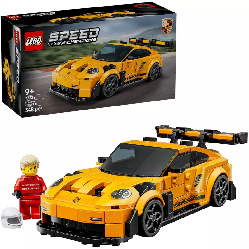 Konstruktorius LEGO Porsche 911 GT3 RS Speed Champions 77239 — 1:18 mastelis, 348 detalių, 9+ metų