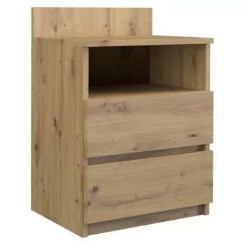 Naktinis staliukas Top e Shop M1 ARTISAN, ąžuolo spalva, 2 stalčiai, 400×320×590 mm