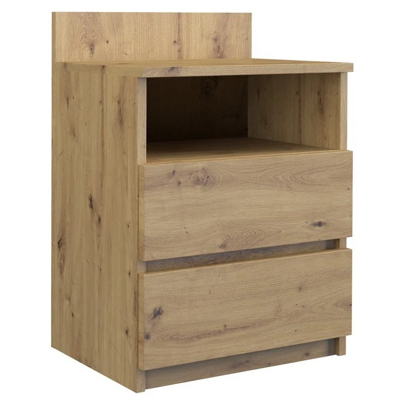 Naktinis staliukas Top e Shop M1 ARTISAN, ąžuolo spalva, 2 stalčiai, 400×320×590 mm