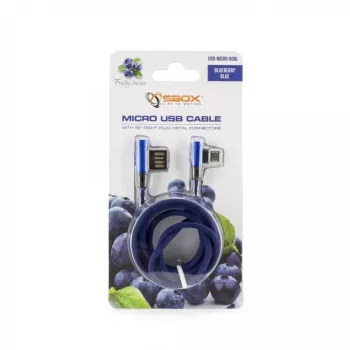 Sbox USB->Micro USB 90 laipsnių kabelis M/M 1,5m USB-MICRO-90BL mėlynos spalvos