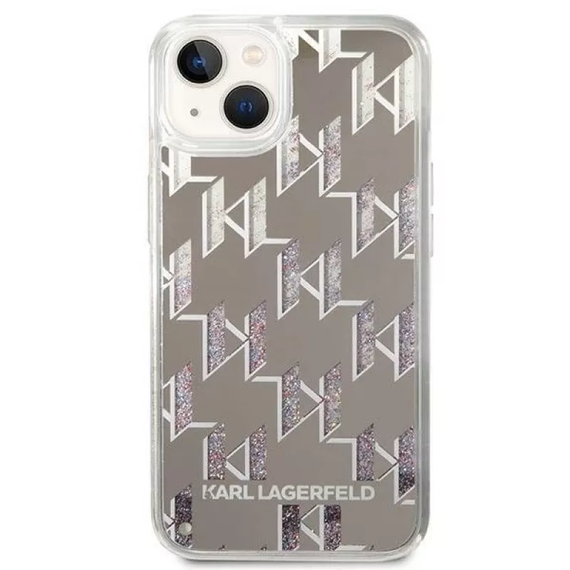 Karl Lagerfeld KLHCP14MLMNMS iPhone 14 Plus 6,7″ kietas dėklas sidabrinis / sidabrinis Liquid Glitter Monogram