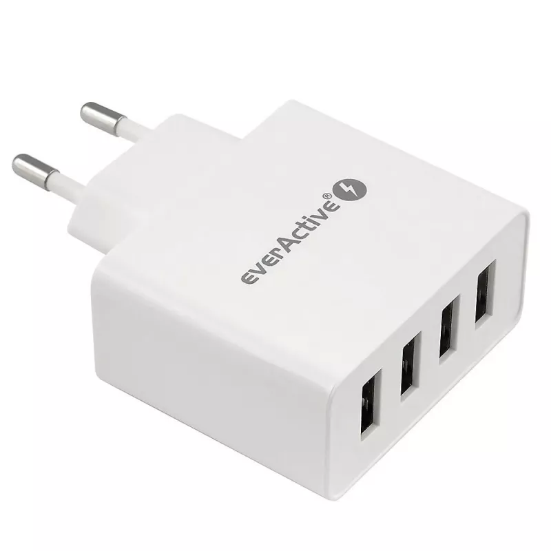 Kroviklis everActive SC400 su 4x USB prievadais, bendra 5A išvestimi, baltas