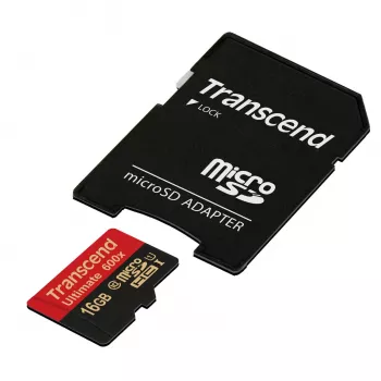 Transcend microSDHC MLC 16GB Class 10 UHS-I 600x su SD adapteriu
