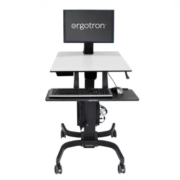 Ergotron WorkFit-C Single LD sėdimos-stovimos darbo stotelė – multimedijos vežimėlis – juoda – pilka – 7,3 kg – 61 cm (24 col.) – 75x75, 100x100 mm – 360°