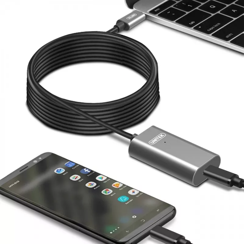 USB C laidas UNITEK U305A 5m USB 3.2 Gen 1 pilka