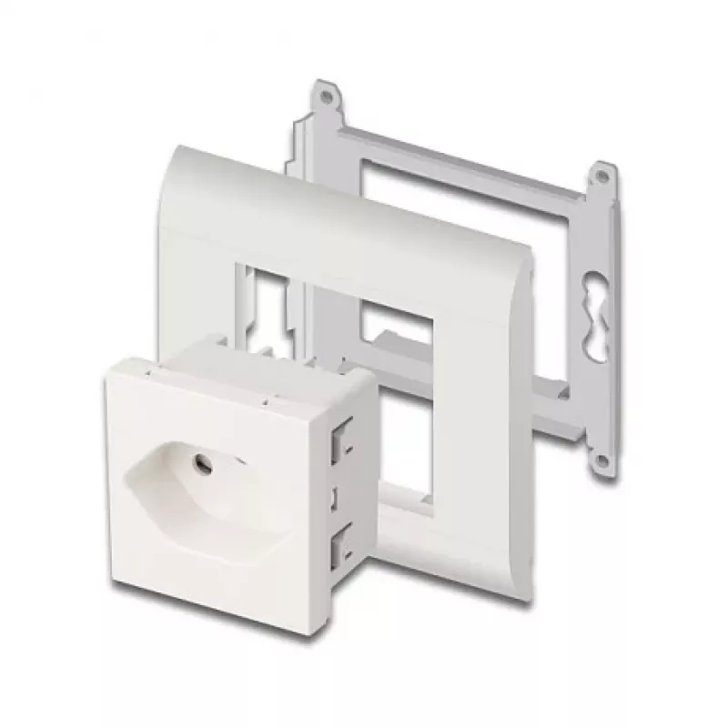 Įžemintas kištukinis lizdas DELOCK Easy 45 T13 Šveicarija 45×45 mm, 250 V / 10 A, baltas