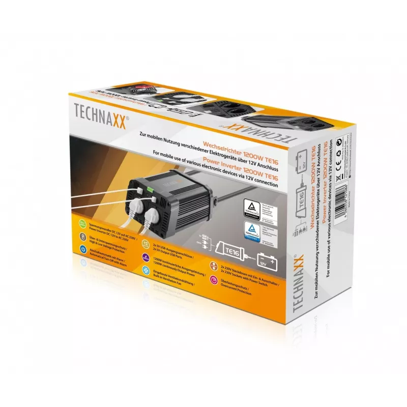 Technaxx TE16 automobilinis keitiklis 1200W
