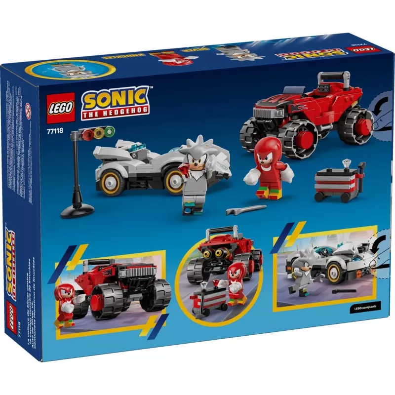 LEGO SONIC THE HEDGEHOG 77118 Silver'o automobilis prieš Knuckles'o monstrų sunkvežimį