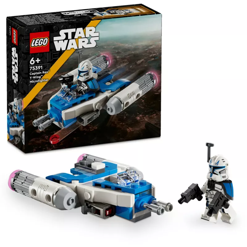LEGO Star Wars Kapitono Rekso Y-Wing mikrokovas – Žvaigždžių karų: Klonų karai žaislinis erdvėlaivis su minifigūrėle, 6+ metų berniukams