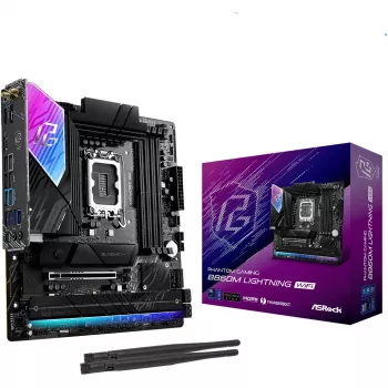 Motininė plokštė ASRock B860M Lightning WiFi – Intel B860, LGA1851, microATX, DDR5, 4 DIMM, Wi‑Fi 6E, 2.5Gb LAN, Thunderbolt 4
