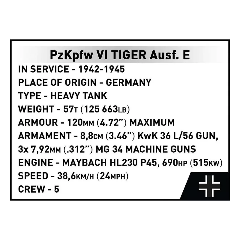 Konstruktorius Cobi PzKpfw VI Tiger Ausf. E - Executive Edition, 8000 dalių, plastikas, nuo 12 metų